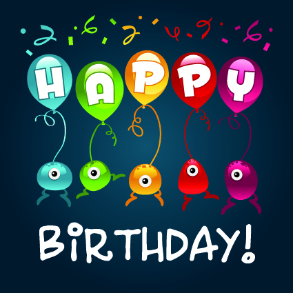 Happy birthday balloons of greeting card vector 03