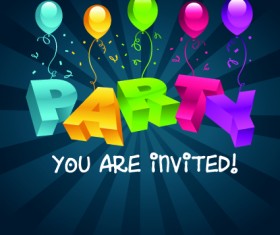 Happy birthday balloons of greeting card vector 04