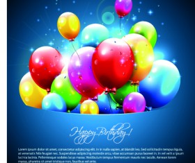 Happy birthday balloons of greeting card vector 06