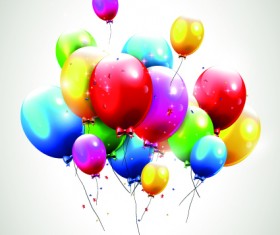 Happy birthday balloons of greeting card vector 07