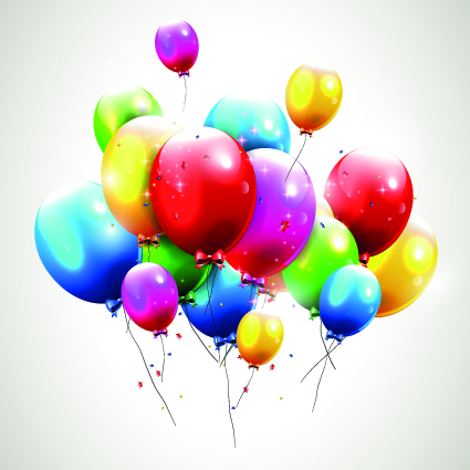 Happy birthday balloons of greeting card vector 07