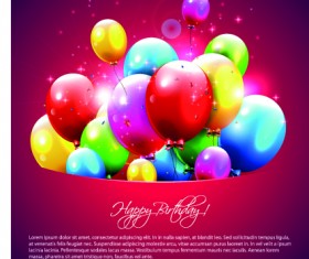 Happy birthday balloons of greeting card vector 08