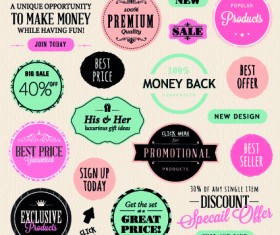 Vector Labels discounts sale set 02