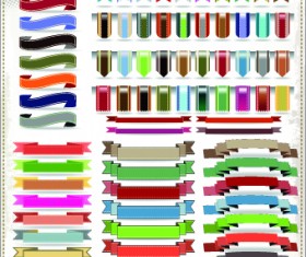 Different Ribbons elements vector set 02