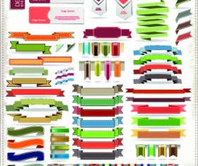 Different Ribbons elements vector set 04