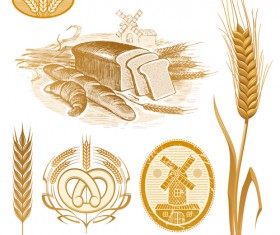 Bread with wheat vector 03