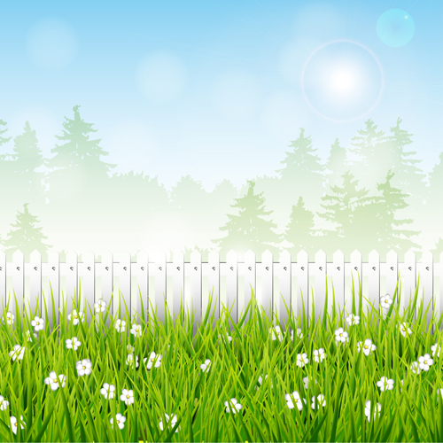 Spring Elements with Green background 04