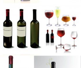 Wine bottles and glasses vector