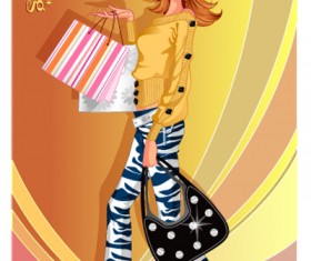 girls shopping set 137 vector