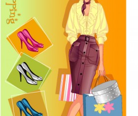 girls shopping set 138 vector