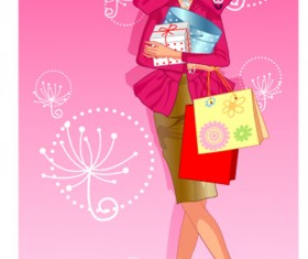 girls shopping set 139 vector