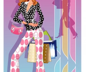 girls shopping set 140 vector