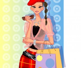 girls shopping set 141 vector