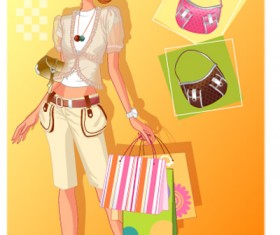 girls shopping set 142 vector