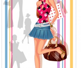 girls shopping set 143 vector