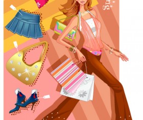 girls shopping set 145 vector