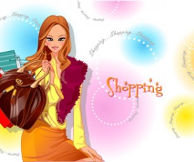 girls shopping set 146 vector