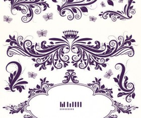 Vintage floral patterns vector material