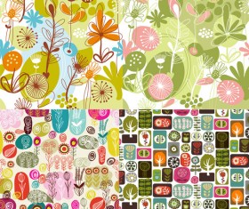Lovely flowers and plants backgrounds vector graphic