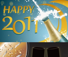 Champagne and cup vector material