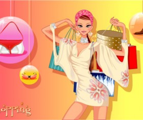 girls shopping set 147 vector