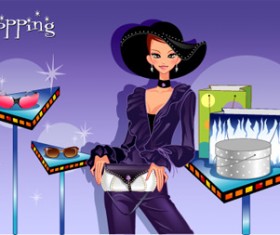 girls shopping set 148 vector