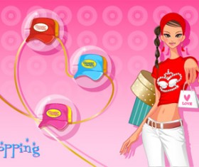 girls shopping set 149 vector