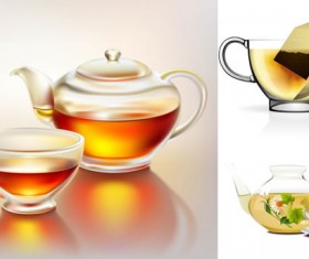 Realistic cups and bottles Vector graphic