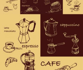 Hand-painted coffee line design elements