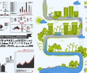 ecological energy-saving statistical chart vector set