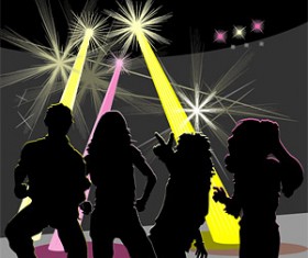 Disco silhouettes of men and women vector