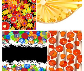 Colorful florals backgrounds vector material