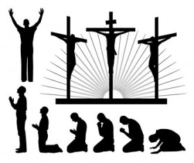 Religious people silhouettes vector