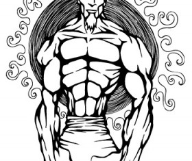 muscle with man vector