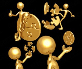 3D golden People vector