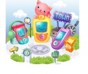 lovely cartoon scene set 03 vector