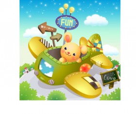 lovely cartoon scene set 06 Vector