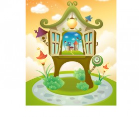 lovely cartoon scene set 08 vector