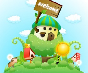 lovely cartoon scene set 11 vector