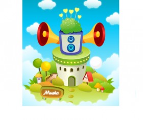 lovely cartoon scene set 12 vector