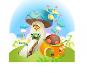 lovely cartoon scene set 16 vector