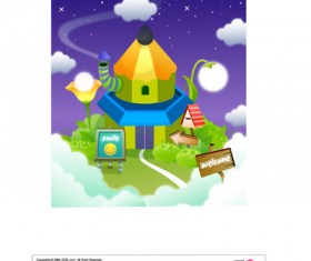 lovely cartoon scene set 19 vector