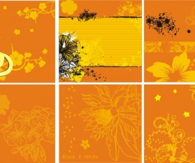 Decorative pattern flowers orange background design vector