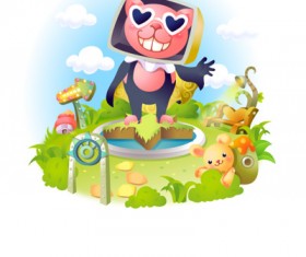 lovely cartoon scene set 22 vector