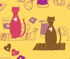 cartoon cat background 03 vector