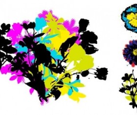 Retro Grunge Floral Vectors