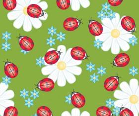 Ladybug flower background vector