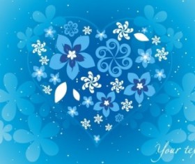 Blue Floral Heart 02 vector