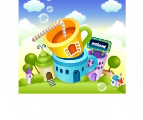 lovely cartoon scene set 33 vector