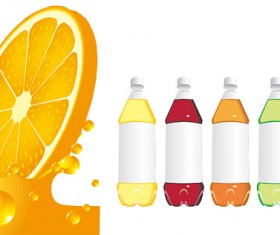 Orange juice and beverage bottle vector